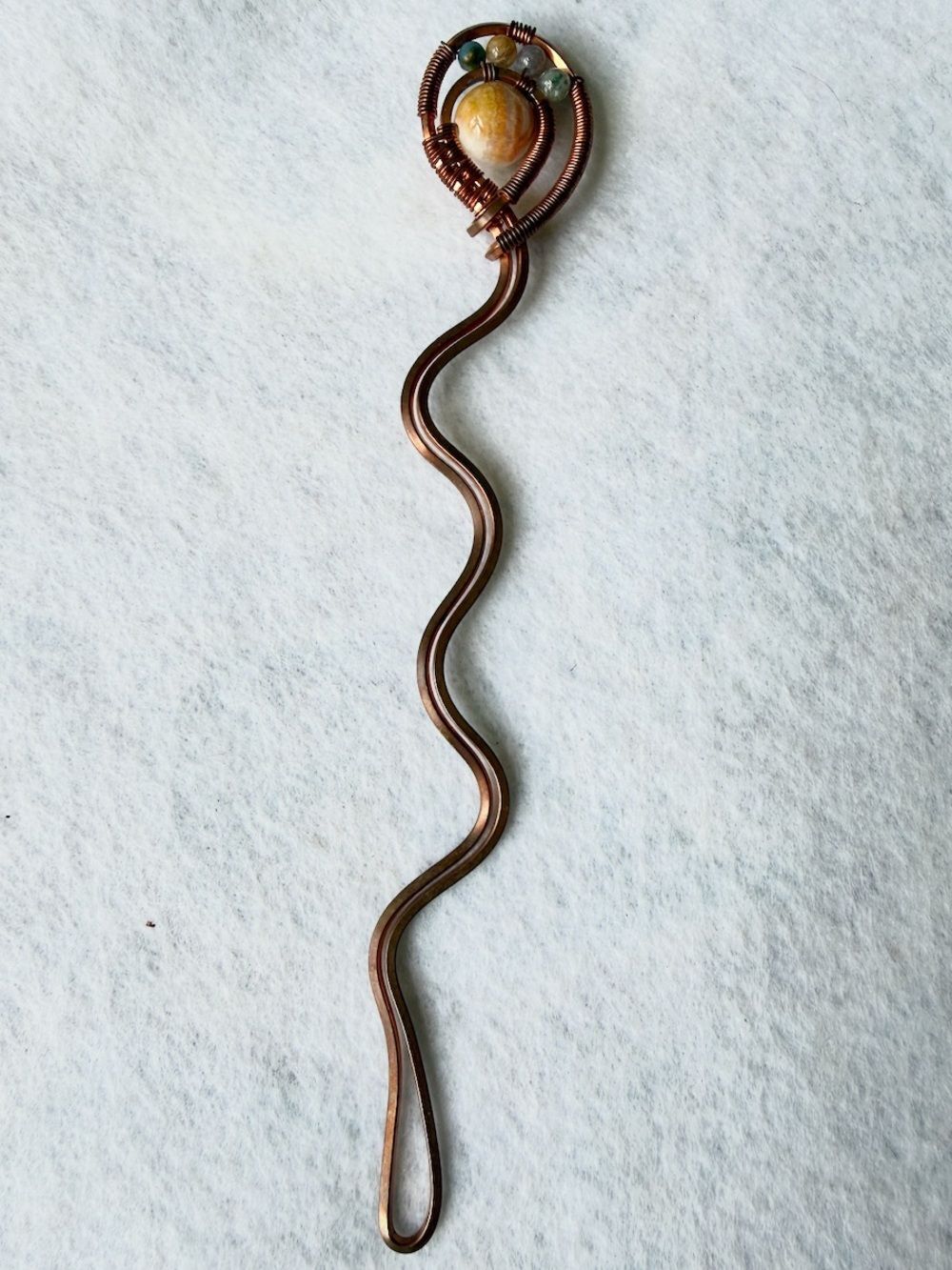 Hair Pin Copper Gemstone Handmade Wire Wrapped Boho Amaryllis Wire Artisan